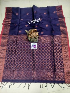 Violet handloom pure linen jamdani sarees
