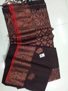 Chocolate brown handloom pure jamdani sarees