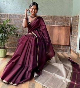 Viraja Fashionista- Wine Maheshwari silk cotton sarees