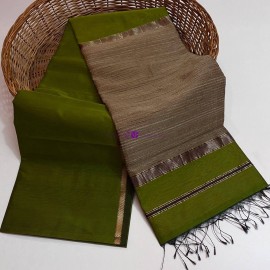 Viraja Fashionista-Mehandi green Maheshwari silk cotton sarees