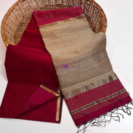 Viraja Fashionista- Red Maheshwari silk cotton sarees