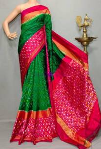 Viraja Fashionista- Pochampally ikkat silk sarees- Dark green