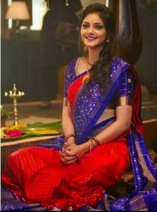 Viraja Fashionista- Pure pochampally ikkat silk sarees- red and blue