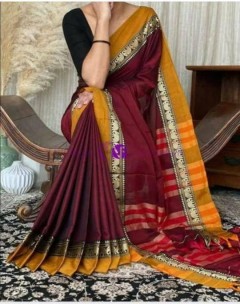 Maroon red pure narayanpet cotton sarees