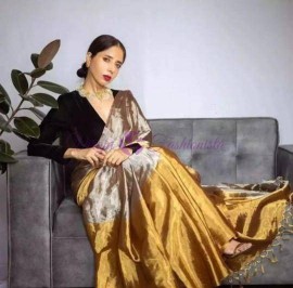 Silver and gold zari Chanderi tissue silk sarees