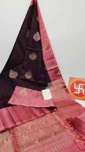 Chocolate brown pure kanchipuram soft silk sarees