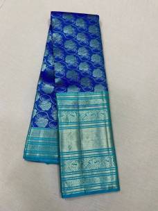 Dark blue pure kanchipuram silk sarees