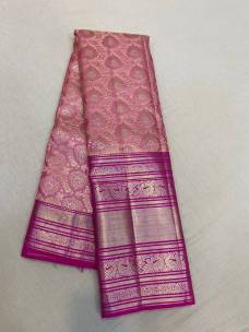 Onion pink with dark pink pure kanchipuram bridal silk sarees