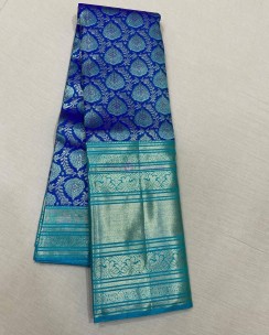 Dark blue pure kanchipuram bridal silk sarees