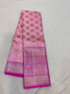 Light pink with dark pink pure kanchipuram silk sarees