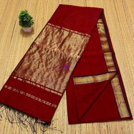 Red Maheshwari silk cotton sarees