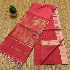 Orange mix red Maheshwari silk cotton sarees