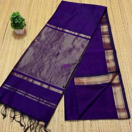 Dark purple Maheshwari silk cotton sarees