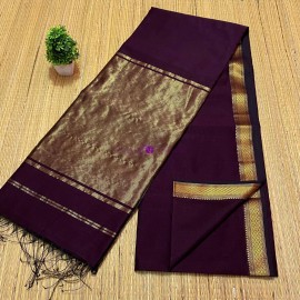 Dark wine Maheshwari silk cotton sarees