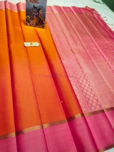 Orange with pink pure kanchipuram silk sarees
