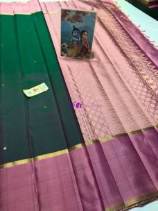 Dark green with onion pink pure kanchipuram silk sarees