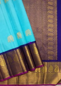 Sky blue pure kanchipuram silk sarees