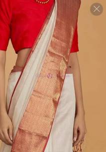 Cream and red pure maheshwari silk sarees