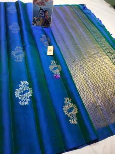 Navy blue pure kanchipuram soft silk sarees