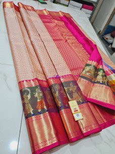 Baby pink pure kanchipuram silk sarees