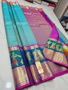 Light blue pure kanchipuram silk sarees