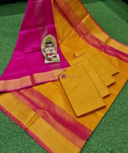 Yellow with pink uppada special border sarees