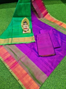 Dark purple and green Uppada special border sarees