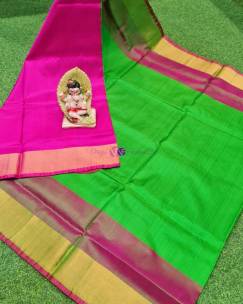 Green and pink uppada special border sarees