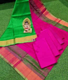 Pink with green uppada special border sarees