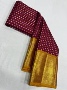 Maroon with mustard yellow pure kanchipuram silk sarees