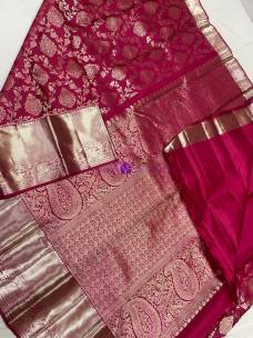 Dark magenta pure kanchipuram silk sarees