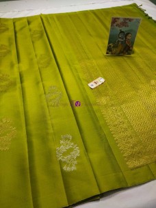 Green pure kanchipuram Borderless soft silk sarees