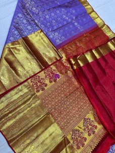 Purple with red pure kanchipuram silk sarees