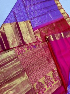 Purple and pink pure kanchipuram silk sarees