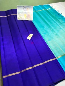 Dark blue pure kanchipuram plain soft silk sarees