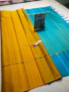 Mango yellow pure kanchipuram plain soft silk sarees