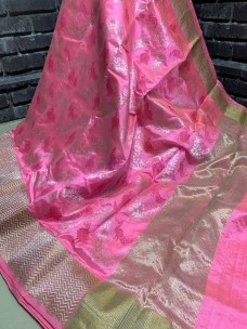 Pink Chanderi pattu silk sarees