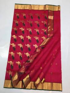 Dark pink katan silk sarees