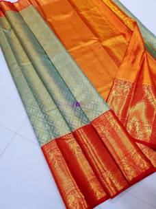Pastel blue pure kanchipuram bridal silk sarees