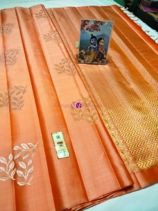 Light orange pure kanchipuram soft silk sarees