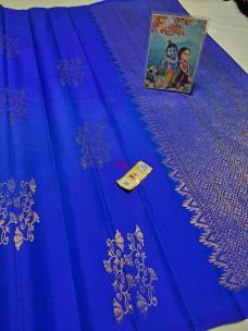 Dark blue pure Handloom kanchipuram soft silk sarees