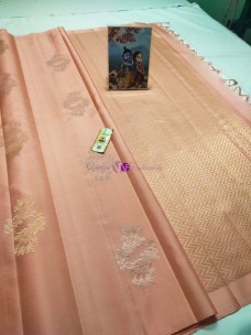 Peach pure kanchipuram soft silk sarees
