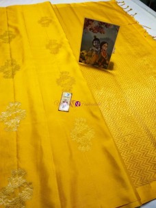 Yellow pure kanchipuram borderless soft silk sarees