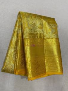 Golden yellow pure kanchipuram wedding silk sarees