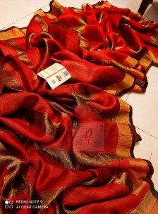 Red pure motka stripes design sarees