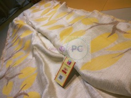 Light yellow pure motka jamdani handweaving sarees