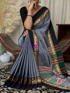 Bluish grey narayanpet cotton sarees