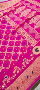 Dark pink pure banarasi khaddi georgette chiffon sarees
