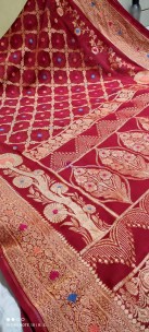 Red pure banarasi khaddi georgette chiffon sarees