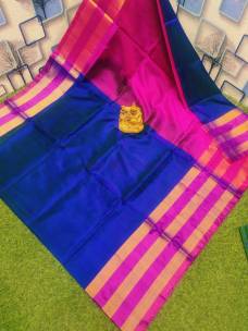 Navy blue with pink uppada plain silk sarees